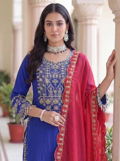 DVD ON5162 BY DVD DESIGNER CHINON SILK WITH EMBROIDERY SALWAR SUIT WHOLESALER IN INDIA